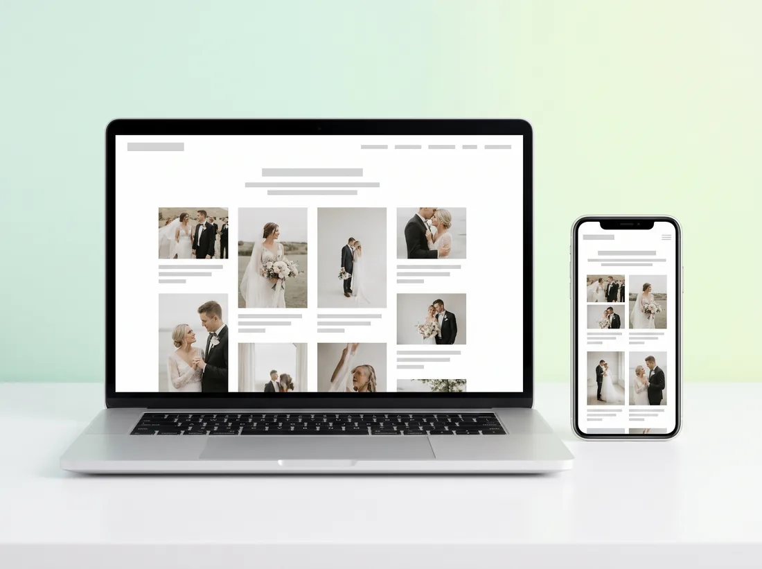 Strona internetowa dla fotografa na laptopie i telefonie